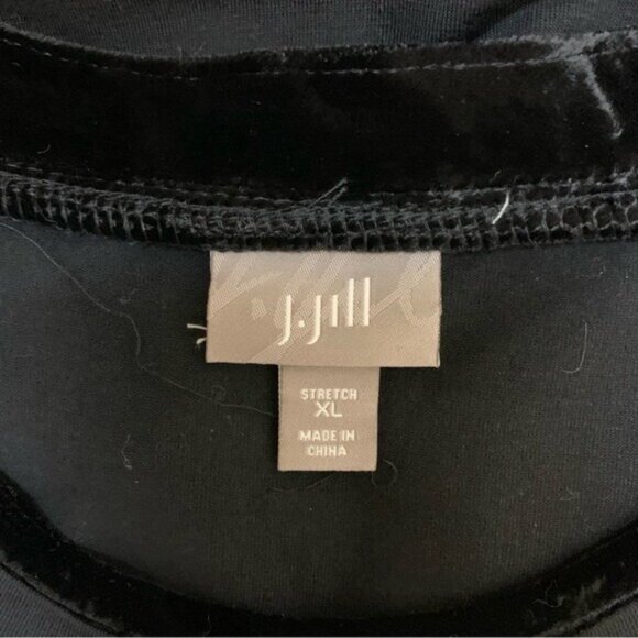 J Jill Black Stretch Velvet Trim Tank Top XL Sleeveless Soft Cotton Modal Blend - Picture 4 of 5